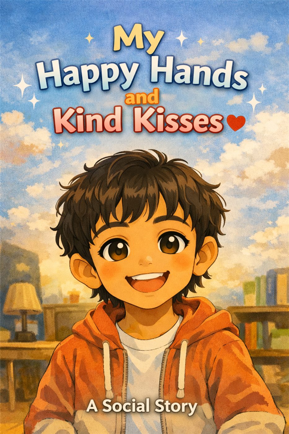 The cover of My Happy Hands and Kind Kisses, described as a social story.